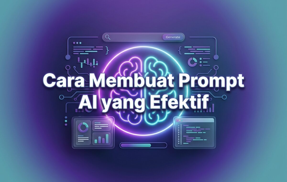 Visualisasi cara membuat prompt AI yang efektif menggunakan formula elemen terpusat.